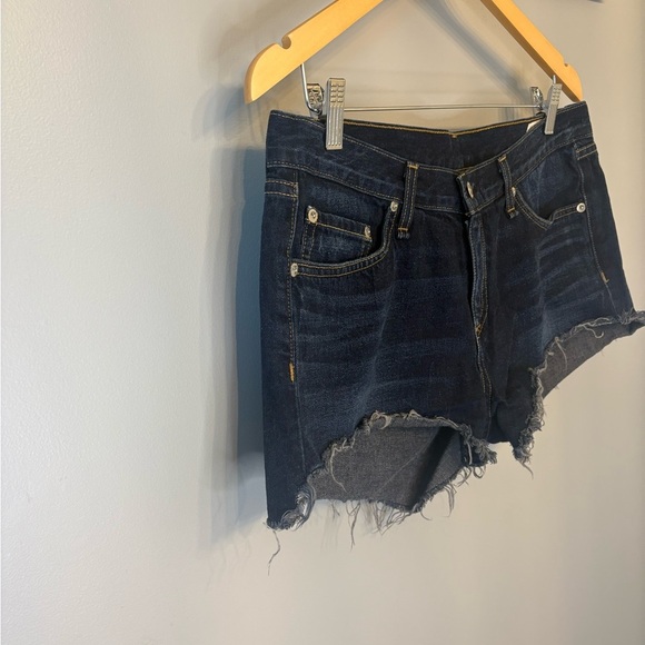 Rag & Bone Dark Blue Jean Distressed Mini Shorts in size 29 - Picture 3 of 11